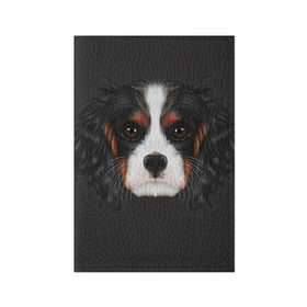 Обложка для паспорта матовая кожа с принтом Cavalier King Charles в городе Новоалтайск, натуральная матовая кожа | размер 19,3 х 13,7 см; прозрачные пластиковые крепления | Тематика изображения на принте: голова | собака | спаниель