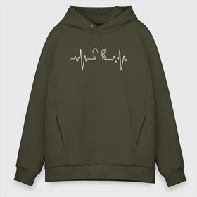 Мужское худи Oversize хлопок с принтом HeartbeatCat в городе Новоалтайск, френч-терри — 70% хлопок, 30% полиэстер. Мягкий теплый начес внутри —100% хлопок | боковые карманы, эластичные манжеты и нижняя кромка, капюшон на магнитной кнопке | Тематика изображения на принте: animal | cat | cute | heart | kitty | meow | pet | животное | кот | котенок | котики | мяу | сердце