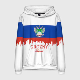 Мужская толстовка 3D с принтом GROZNY (Грозный) в городе Новоалтайск, 100% полиэстер | двухслойный капюшон со шнурком для регулировки, мягкие манжеты на рукавах и по низу толстовки, спереди карман-кенгуру с мягким внутренним слоем. | chechnya | grozny | герб | город | грозный | кавказ | кавказец | кадыров | надпись | патриот | республика | северный | флаг | флага | цвета | чех | чечен | чеченец | чеченка | чеченская | чечня
