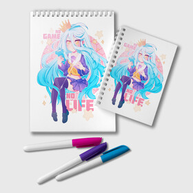 Блокнот с принтом No Game No Life в городе Новоалтайск, 100% бумага | 48 листов, плотность листов — 60 г/м2, плотность картонной обложки — 250 г/м2. Листы скреплены удобной пружинной спиралью. Цвет линий — светло-серый
 | Тематика изображения на принте: no game no life
