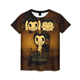Женская футболка 3D с принтом Bendy and the ink machine (28) в городе Новоалтайск, 100% полиэфир ( синтетическое хлопкоподобное полотно) | прямой крой, круглый вырез горловины, длина до линии бедер | bendy | bendy and the ink machine | demon | game | horror | ink | machine | trend | video game | демон | не говорю | не слышу | три обезьяны | я не вижу