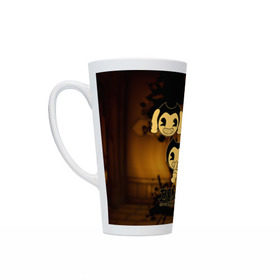 Кружка Латте с принтом Bendy and the ink machine (28) в городе Новоалтайск, Белая керамика | Объем 480 мл; Высота 150 мм; Диаметр 90 мм | bendy | bendy and the ink machine | demon | game | horror | ink | machine | trend | video game | демон | не говорю | не слышу | три обезьяны | я не вижу