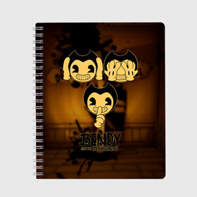 Тетрадь с принтом Bendy and the ink machine (28) в городе Новоалтайск, 100% бумага | 48 листов, плотность листов — 60 г/м2, плотность картонной обложки — 250 г/м2. Листы скреплены сбоку удобной пружинной спиралью. Уголки страниц и обложки скругленные. Цвет линий — светло-серый
 | bendy | bendy and the ink machine | demon | game | horror | ink | machine | trend | video game | демон | не говорю | не слышу | три обезьяны | я не вижу