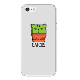 Чехол для iPhone 5/5S матовый с принтом Catcus в городе Новоалтайск, Силикон | Область печати: задняя сторона чехла, без боковых панелей | кактус | кот | котик