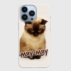 Чехол для iPhone 13 Pro с принтом Мяу мяу в городе Новоалтайск,  |  | Тематика изображения на принте: кот | котенок | кошка | мяу | мяу мяу