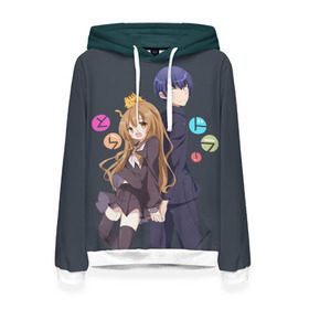 Женская толстовка 3D с принтом Toradora в городе Новоалтайск, 100% полиэстер  | двухслойный капюшон со шнурком для регулировки, мягкие манжеты на рукавах и по низу толстовки, спереди карман-кенгуру с мягким внутренним слоем. | anime | аниме | карманный тигр | торадора toradora айсака тайга