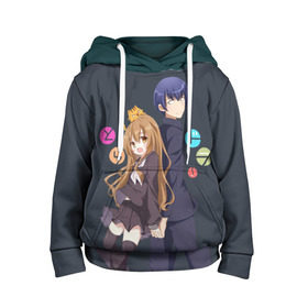 Детская толстовка 3D Toradora: в городе Новоалтайск, 100% полиэстер | двухслойный капюшон со шнурком для регулировки, мягкие манжеты на рукавах и по низу толстовки, спереди карман-кенгуру с мягким внутренним слоем | anime | аниме | карманный тигр | торадора toradora айсака тайга