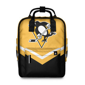 Женский рюкзак 3D с принтом Pittsburgh Penguins (Форма 1) в городе Новоалтайск, 100% полиэстер | лямки с регулируемой длиной, сверху ручки, чтобы рюкзак нести как сумку. Основное отделение закрывается на молнию, как и внешний карман. Внутри два дополнительных кармана, один из которых закрывается на молнию. По бокам два дополнительных кармашка, куда поместится маленькая бутылочка
 | Тематика изображения на принте: питтсбург пингвинз