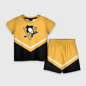 Детский костюм с шортами 3D с принтом Pittsburgh Penguins (Форма 1) в городе Новоалтайск,  |  | питтсбург пингвинз