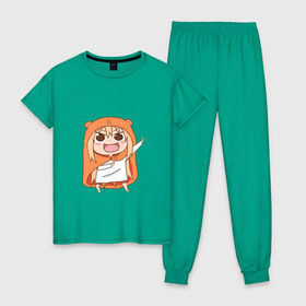 Женская пижама хлопок с принтом Umaru Chan в городе Новоалтайск, 100% хлопок | брюки и футболка прямого кроя, без карманов, на брюках мягкая резинка на поясе и по низу штанин | anime | аниме | анимэ | умару