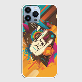 Чехол для iPhone 13 Pro Max с принтом Распальцовка music в городе Новоалтайск,  |  | Тематика изображения на принте: 70 е | 80 е | вода | горы | жест | звезда | коза | молния | музыка | облака | панк | подкова | радуга | ретро | рога | рок | салют | сердце | ссср