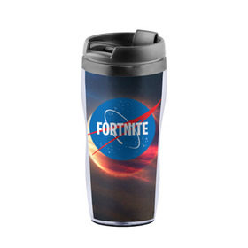 Термокружка-непроливайка с принтом Fortnite в городе Новоалтайск, внутренняя часть — пищевой пластик, наружная часть — прозрачный пластик, между ними — полиграфическая вставка с рисунком | объем — 350 мл, герметичная крышка | Тематика изображения на принте: battle royale | fortnite | lama | space | батл рояль | космос | лама | фортнайт
