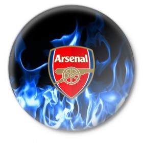 Значок с принтом ARSENAL в городе Новоалтайск,  металл | круглая форма, металлическая застежка в виде булавки | arsenal | fc | football | footer | soccer | socker | sport | арсенал | огонь | пламя | спорт | футбол | футбольный клуб