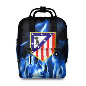 Женский рюкзак 3D с принтом ATLETICO MADRID в городе Новоалтайск, 100% полиэстер | лямки с регулируемой длиной, сверху ручки, чтобы рюкзак нести как сумку. Основное отделение закрывается на молнию, как и внешний карман. Внутри два дополнительных кармана, один из которых закрывается на молнию. По бокам два дополнительных кармашка, куда поместится маленькая бутылочка
 | атлетико мадрид | эмблема