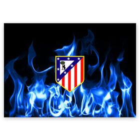 Поздравительная открытка с принтом ATLETICO MADRID в городе Новоалтайск, 100% бумага | плотность бумаги 280 г/м2, матовая, на обратной стороне линовка и место для марки
 | Тематика изображения на принте: атлетико мадрид | эмблема