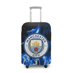 Чехол для чемодана 3D с принтом MANCHESTER CITY в городе Новоалтайск, 86% полиэфир, 14% спандекс | двустороннее нанесение принта, прорези для ручек и колес | fc | football | footer | manchester city | soccer | socker | sport | огонь | пламя | спорт | футбол | футбольный клуб