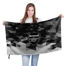 Флаг 3D с принтом FC Arsenal sport geometry 2018 в городе Новоалтайск, 100% полиэстер | плотность ткани — 95 г/м2, размер — 67 х 109 см. Принт наносится с одной стороны | 