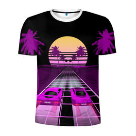 Мужская футболка 3D спортивная с принтом Vaporwave в городе Новоалтайск, 100% полиэстер с улучшенными характеристиками | приталенный силуэт, круглая горловина, широкие плечи, сужается к линии бедра | 3d | cgi | digital art | music | retro | vaporwave | абстракция | вейпорвейв | геометрия | музыка | ретро