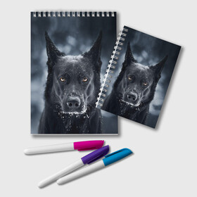 Блокнот с принтом Dark Dog в городе Новоалтайск, 100% бумага | 48 листов, плотность листов — 60 г/м2, плотность картонной обложки — 250 г/м2. Листы скреплены удобной пружинной спиралью. Цвет линий — светло-серый
 | пес | собака
