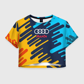 Женская футболка 3D укороченная с принтом AUDI SPORT в городе Новоалтайск, 100% полиэстер | круглая горловина, длина футболки до линии талии, рукава с отворотами | abstraction | audi | auto | sport | абстракция | авто | автомобиль | автомобильные | ауди | бренд | логотип | марка | машины | спорт