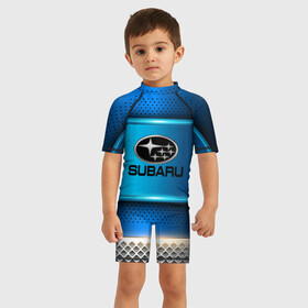 Детский купальный костюм 3D с принтом SUBARU sport collection в городе Новоалтайск, Полиэстер 85%, Спандекс 15% | застежка на молнии на спине | auto | automobile | car | carbon | machine | motor | motor car | sport car | subaru | автомашина | бренд | легковой автомобиль | марка | спортивный автомобиль | тачка