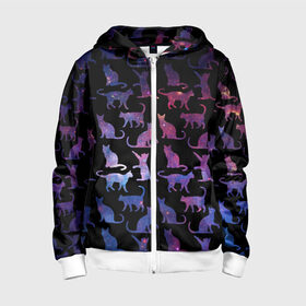 Детская толстовка 3D на молнии с принтом Космические Коты в городе Новоалтайск, 100% полиэстер |  манжеты и пояс оформлены широкой мягкой резинкой, двухслойный капюшон со шнурком для регулировки, спереди карманы и застежка-молния
 | звезды | космос | кот | котик | паттерн