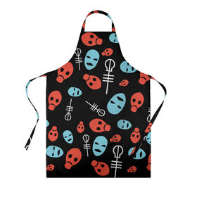 Фартук 3D с принтом Twenty One Pilots в городе Новоалтайск, 100% полиэстер | общий размер — 65 х 85 см, ширина нагрудника — 26 см, горловина — 53 см, длина завязок — 54 см, общий обхват в поясе — 173 см. Принт на завязках и на горловине наносится с двух сторон, на основной части фартука — только с внешней стороны | rock | t.o.p. | top | twenty one pilots | рок