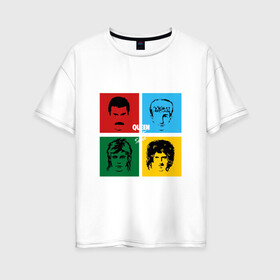 Женская футболка хлопок Oversize с принтом Queen hot space в городе Новоалтайск, 100% хлопок | свободный крой, круглый ворот, спущенный рукав, длина до линии бедер
 | paul rodgers | queen | quen | брайан мэй | глэм | группа | джон дикон | квин | королева | куин | меркури | меркьюри | мэркури | поп | роджер тейлор | рок | фредди | фреди | хард | хардрок