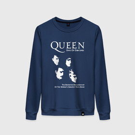 Женский свитшот хлопок с принтом Queen в городе Новоалтайск, 100% хлопок | прямой крой, круглый вырез, на манжетах и по низу широкая трикотажная резинка  | paul rodgers | queen | quen | брайан мэй | глэм | группа | джон дикон | квин | королева | куин | меркури | меркьюри | мэркури | поп | роджер тейлор | рок | фредди | фреди | хард | хардрок
