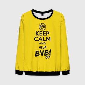 Мужской свитшот 3D с принтом Keep calm and Heja BVB в городе Новоалтайск, 100% полиэстер с мягким внутренним слоем | круглый вырез горловины, мягкая резинка на манжетах и поясе, свободная посадка по фигуре | 09 | bvb | calm | heja | keep | боруссия | германия | дортмунд | клуб | сохраняй | спокойствие | фк | футбол | футбольный