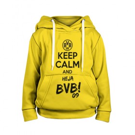 Детская толстовка 3D с принтом Keep calm and Heja BVB в городе Новоалтайск, 100% полиэстер | двухслойный капюшон со шнурком для регулировки, мягкие манжеты на рукавах и по низу толстовки, спереди карман-кенгуру с мягким внутренним слоем | Тематика изображения на принте: 09 | bvb | calm | heja | keep | боруссия | германия | дортмунд | клуб | сохраняй | спокойствие | фк | футбол | футбольный