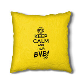 Подушка 3D с принтом Keep calm and Heja BVB в городе Новоалтайск, наволочка – 100% полиэстер, наполнитель – холлофайбер (легкий наполнитель, не вызывает аллергию). | состоит из подушки и наволочки. Наволочка на молнии, легко снимается для стирки | 09 | bvb | calm | heja | keep | боруссия | германия | дортмунд | клуб | сохраняй | спокойствие | фк | футбол | футбольный