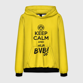 Мужская толстовка 3D с принтом Keep calm and Heja BVB в городе Новоалтайск, 100% полиэстер | двухслойный капюшон со шнурком для регулировки, мягкие манжеты на рукавах и по низу толстовки, спереди карман-кенгуру с мягким внутренним слоем. | 09 | bvb | calm | heja | keep | боруссия | германия | дортмунд | клуб | сохраняй | спокойствие | фк | футбол | футбольный