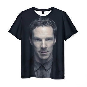 Мужская футболка 3D с принтом Cumberbatch в городе Новоалтайск, 100% полиэфир | прямой крой, круглый вырез горловины, длина до линии бедер | benedict | cumberbatch | sherlock | бенедикт | камбербатч | шерлок