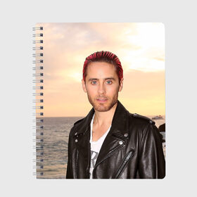 Тетрадь с принтом Jared Leto в городе Новоалтайск, 100% бумага | 48 листов, плотность листов — 60 г/м2, плотность картонной обложки — 250 г/м2. Листы скреплены сбоку удобной пружинной спиралью. Уголки страниц и обложки скругленные. Цвет линий — светло-серый
 | 30 seconds to mars | 30 секунд до марса | jared leto | джаред лето