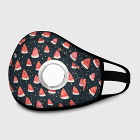 Маска из неопрена с принтом Tropical melon dark в городе Новоалтайск, неопрен 100% | Форма огибающая нос. Резинки для ушей с дополнительной резинкой на затылке. Клапан для выдоха для активного дыхания при занятиях спортом. Эластичный материал маски и окантовки для лучшего растяжения и прилегания маски.  | арбуз