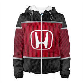 Женская куртка 3D с принтом HONDA SPORT в городе Новоалтайск, ткань верха — 100% полиэстер, подклад — флис | прямой крой, подол и капюшон оформлены резинкой с фиксаторами, два кармана без застежек по бокам, один большой потайной карман на груди. Карман на груди застегивается на липучку | auto | automobile | car | carbon | honda | machine | motor | motor car | sport car | автомашина | бренд | легковой автомобиль | марка | спортивный автомобиль | тачка