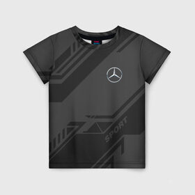Детская футболка 3D с принтом MERCEDES SPORT в городе Новоалтайск, 100% гипоаллергенный полиэфир | прямой крой, круглый вырез горловины, длина до линии бедер, чуть спущенное плечо, ткань немного тянется | Тематика изображения на принте: amg | auto | mercedes | sport | авто | автомобиль | автомобильные | амг | бренд | марка | машины | мерседес | спорт