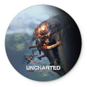 Коврик для мышки круглый с принтом Uncharted в городе Новоалтайск, резина и полиэстер | круглая форма, изображение наносится на всю лицевую часть | Тематика изображения на принте: chloe | drake | elena | nathan | naughty dog | sully | анчартед | дрейк | натан | нейтан | ноти дог | пиратs | приключения | путь вора | салли | утраченное наследие