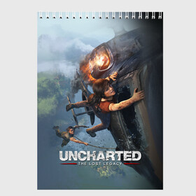 Скетчбук с принтом Uncharted в городе Новоалтайск, 100% бумага
 | 48 листов, плотность листов — 100 г/м2, плотность картонной обложки — 250 г/м2. Листы скреплены сверху удобной пружинной спиралью | Тематика изображения на принте: chloe | drake | elena | nathan | naughty dog | sully | анчартед | дрейк | натан | нейтан | ноти дог | пиратs | приключения | путь вора | салли | утраченное наследие
