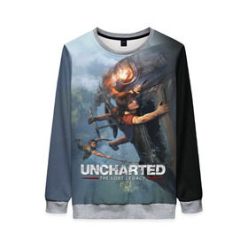 Женский свитшот 3D с принтом Uncharted в городе Новоалтайск, 100% полиэстер с мягким внутренним слоем | круглый вырез горловины, мягкая резинка на манжетах и поясе, свободная посадка по фигуре | chloe | drake | elena | nathan | naughty dog | sully | анчартед | дрейк | натан | нейтан | ноти дог | пиратs | приключения | путь вора | салли | утраченное наследие