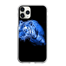 Чехол для iPhone 11 Pro Max матовый с принтом Синий тигр в городе Новоалтайск, Силикон |  | tiger | большая кошка | огонь | пламя | тигр | хищник