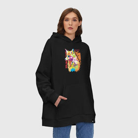Худи SuperOversize хлопок с принтом Foxy в городе Новоалтайск, 70% хлопок, 30% полиэстер, мягкий начес внутри | карман-кенгуру, эластичная резинка на манжетах и по нижней кромке, двухслойный капюшон
 | fox | волк | воротник | животное | заяц | зверь | колобок | лис | лиса | лисица | мех | обман | оранжевый | охота | патрикеевна | плутовка | рыжая | хвост | хитрая | хитрость | хищник