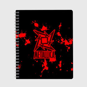 Тетрадь с принтом Metallica в городе Новоалтайск, 100% бумага | 48 листов, плотность листов — 60 г/м2, плотность картонной обложки — 250 г/м2. Листы скреплены сбоку удобной пружинной спиралью. Уголки страниц и обложки скругленные. Цвет линий — светло-серый
 | m | metallica | группа | джеймс хэтфилд | кирк хэмметт | ларс ульрих | метал | металика | металлика | миталика | музыка | роберт трухильо | рок | трэш | трэшметал | хард | хардрок | хеви | хевиметал