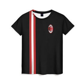 Женская футболка 3D с принтом AC Milan в городе Новоалтайск, 100% полиэфир ( синтетическое хлопкоподобное полотно) | прямой крой, круглый вырез горловины, длина до линии бедер | football | italia | logo | milan | sport | италия | лого | милан | спорт | фк | футбол | футбольный клуб