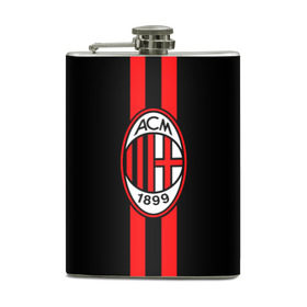 Фляга с принтом AC Milan FC в городе Новоалтайск, металлический корпус | емкость 0,22 л, размер 125 х 94 мм. Виниловая наклейка запечатывается полностью | Тематика изображения на принте: football | italia | logo | milan | sport | италия | лого | милан | спорт | фк | футбол | футбольный клуб