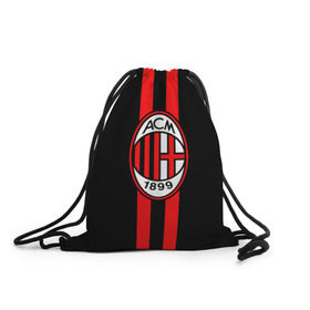 Рюкзак-мешок 3D с принтом AC Milan FC в городе Новоалтайск, 100% полиэстер | плотность ткани — 200 г/м2, размер — 35 х 45 см; лямки — толстые шнурки, застежка на шнуровке, без карманов и подкладки | Тематика изображения на принте: football | italia | logo | milan | sport | италия | лого | милан | спорт | фк | футбол | футбольный клуб