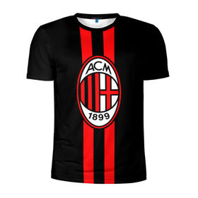 Мужская футболка 3D спортивная с принтом AC Milan FC в городе Новоалтайск, 100% полиэстер с улучшенными характеристиками | приталенный силуэт, круглая горловина, широкие плечи, сужается к линии бедра | football | italia | logo | milan | sport | италия | лого | милан | спорт | фк | футбол | футбольный клуб