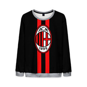 Мужской свитшот 3D с принтом AC Milan FC в городе Новоалтайск, 100% полиэстер с мягким внутренним слоем | круглый вырез горловины, мягкая резинка на манжетах и поясе, свободная посадка по фигуре | Тематика изображения на принте: football | italia | logo | milan | sport | италия | лого | милан | спорт | фк | футбол | футбольный клуб