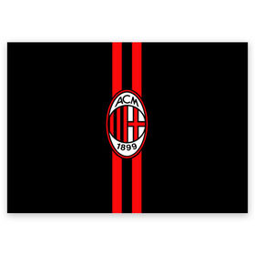 Поздравительная открытка с принтом AC Milan FC в городе Новоалтайск, 100% бумага | плотность бумаги 280 г/м2, матовая, на обратной стороне линовка и место для марки
 | football | italia | logo | milan | sport | италия | лого | милан | спорт | фк | футбол | футбольный клуб